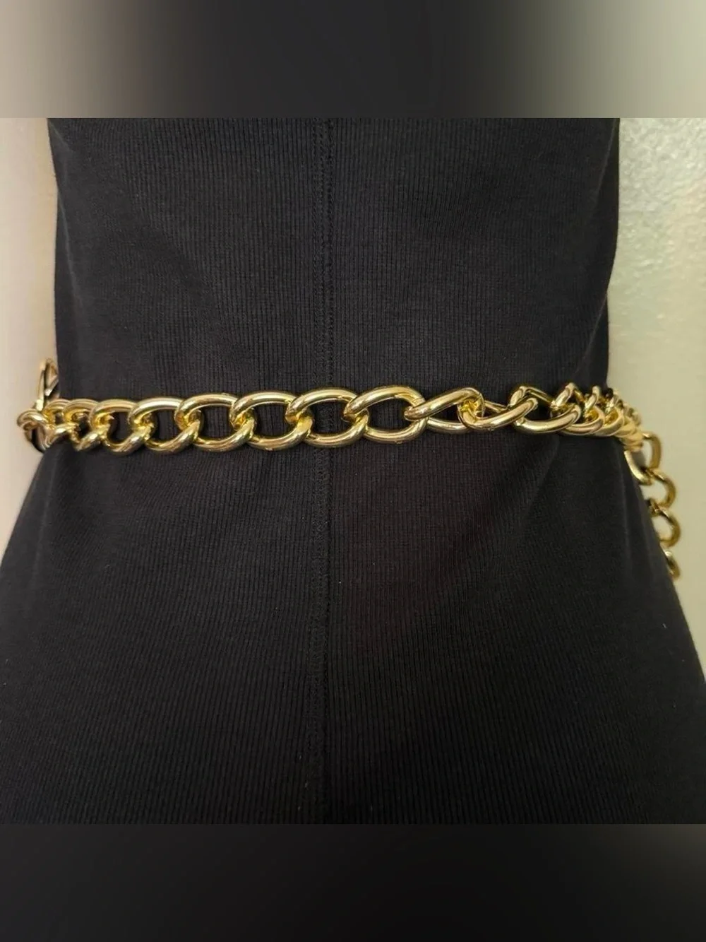 Gold tone chunky metal chain belt